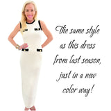 (Preorder) Navy & Ivory Gold Button Knit Sardinia Dress