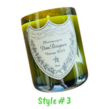 Recycled Dom, Cristal, Moet & Perrier Jouet Bottles into Hand Poured Candles