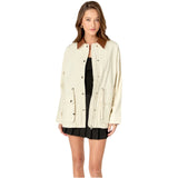 Ivory + Brown Leather Collar
Ansley Jacket with Adjustable Cinch Waist