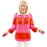 Pink & Orange Sherby Sweater w/ Ivory Contrast