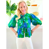 Green Bow Front Cellie Top