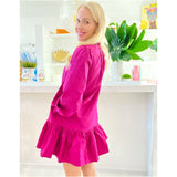 Ruffle Trim Pink Berry Dress