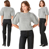 Grey Puff Sleeve Atta Sweater