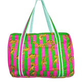 (5 Colors) Quilted Block Print Overnight Bags w/ Top Zip