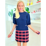 Navy & Red Boucle Tweed Soraya Jacket & Skirt (sold separately)