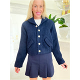 Navy Boucle Tweed Cicero Jacket