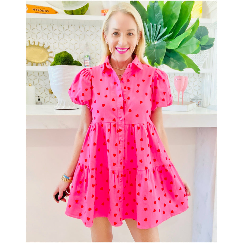 Pink dress red outlet hearts