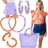 Lavender & Orange Floral Cotton Elsie Top