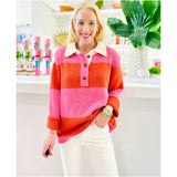 Pink & Orange Sherby Sweater w/ Ivory Contrast