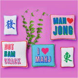 Mahjong Wool Hook Pillows w/ Velvet Back