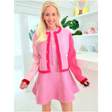 Bubblegum Fit & Flare Tweed Miranda Dress w/ Pockets