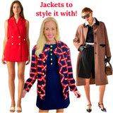 Navy & Red Boucle Tweed Soraya Jacket & Skirt (sold separately)