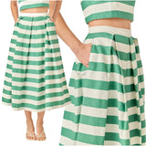 Green & Ivory Textured Bal Harbor Skirt with Pockets