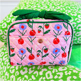 Bow Handle Cherry Cosmetic Bag