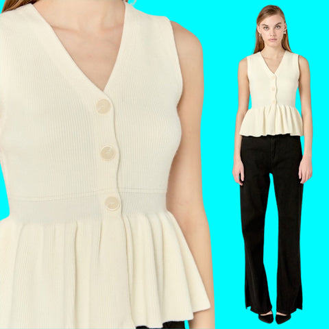 Ivory Knit Anson Peplum Top
