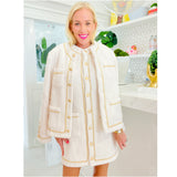 Ivory Fuzzy Knit Chain Detail Marisol Dress & Jacket (sold separately)