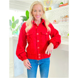 Holiday Red Tweed Mary Jacket