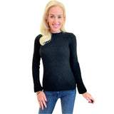 Black Wool Blend Fuzzy Knit Erica Sweater