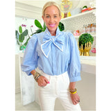 Blue Cotton Bow Christa Top