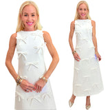 Off White Bow Applique Hepburn Dress