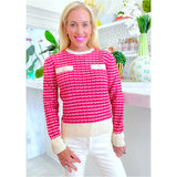 Soft Knit Sailor Button Pink Kenzie Sweater