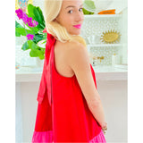 Pink & Red Bow Back Cotton Kayla Dress