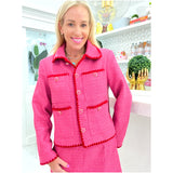 Pink & Red Scallop Embroidered Tweed Herla Skirt & Jacket (sold separately)