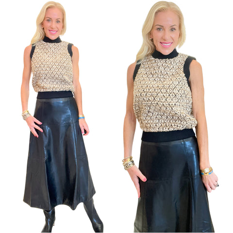 Black Butter Soft Leather Bitsy Skirt