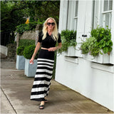 Black Cream Stripe Knit Everly Skirt