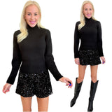 Black Sequin Festiva Shorts