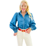 Denim Puff Sleeve Melkie Top