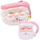 Ceramic Pink & Gold Santa Serving Bowl (or Planter) & Coffee Mug