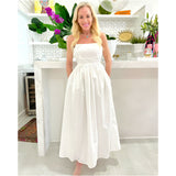 White Cotton Reese Dress w/ Pockets