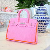 12” Baby Pink + Orange Trim Terry Seychelles Tote w/ Removable Tassel