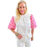 Pink & Red Embroidered Marina Top