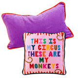 Needlepoint “My Circus” Pillow w/ Velvet Back