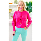 Sassy Button Pink Cardigan