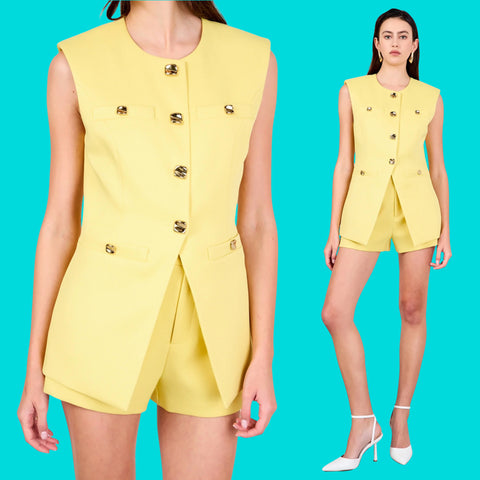 Light Lemon Gold Pointed Palma Top & Shorts (sold separately)