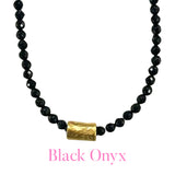 (7 Styles) Handmade Gold Bar Accented Gemstone Candy Necklaces