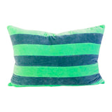 XL Blue & Green Luxe Silk Velvet Lumbar Pillow