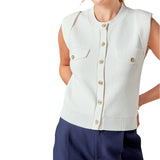 Off White Decorative Button Jenny Top