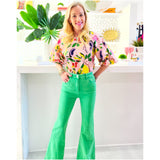 Bright Green Twill Belva Jeans