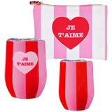 Insulated Cabana Stripe Tumblers & Cosmetic Bag