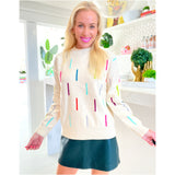 Ivory Confetti Embroidered Lottie Sweater