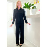 Black Cozy Knit Blanca Collared Sweater & Pants (sold separately)