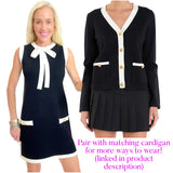 Bow Front Black Knit Senora Dress w/ Gold Buttons