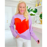 Lilac & Orange Heart Sweater