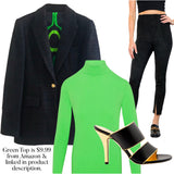 Black Tweed Willa Jacket with Green Satin Lining Contrast