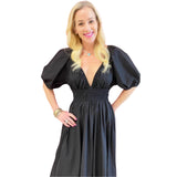 Smocked Poplin Puff Sleeve Carson Dress