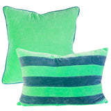 XL Blue & Green Luxe Silk Velvet Lumbar Pillow